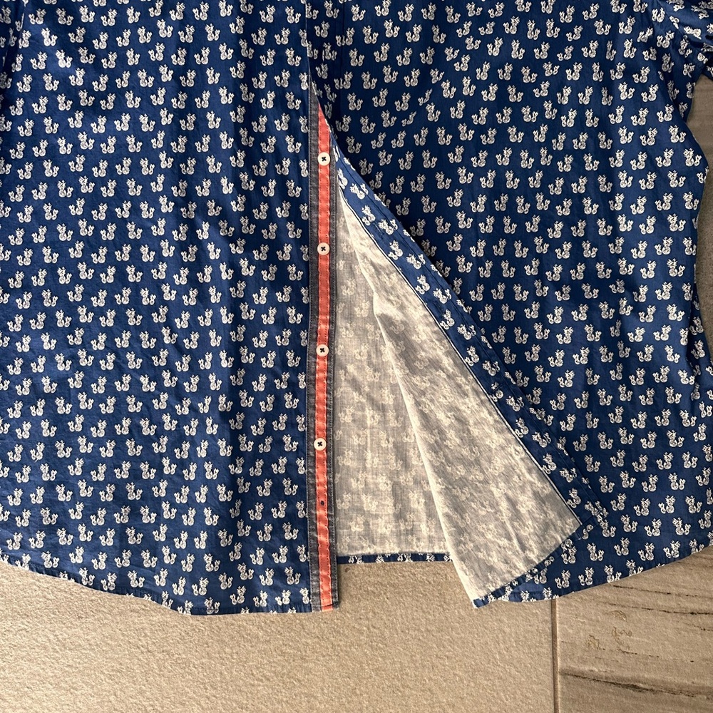 Men’s Synrgy short sleeve button up blue pineapple shirt size 3XL like new - Picture 4 of 4
